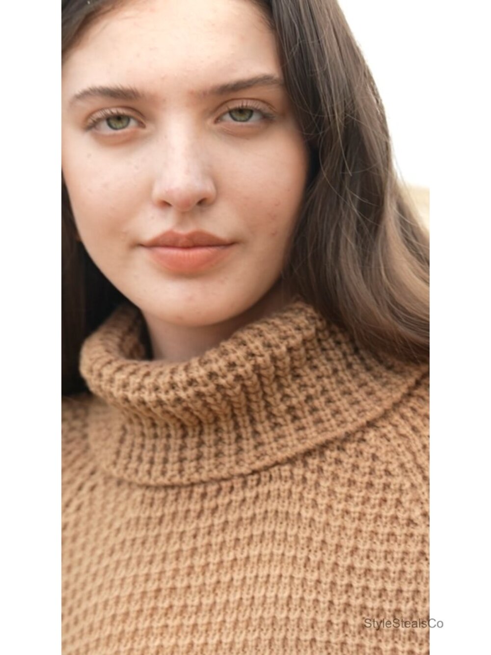 Turtleneck Sweater Oversized Lightweight Long Sleeve Chunky Knit Pullover - Picture 4 of 6